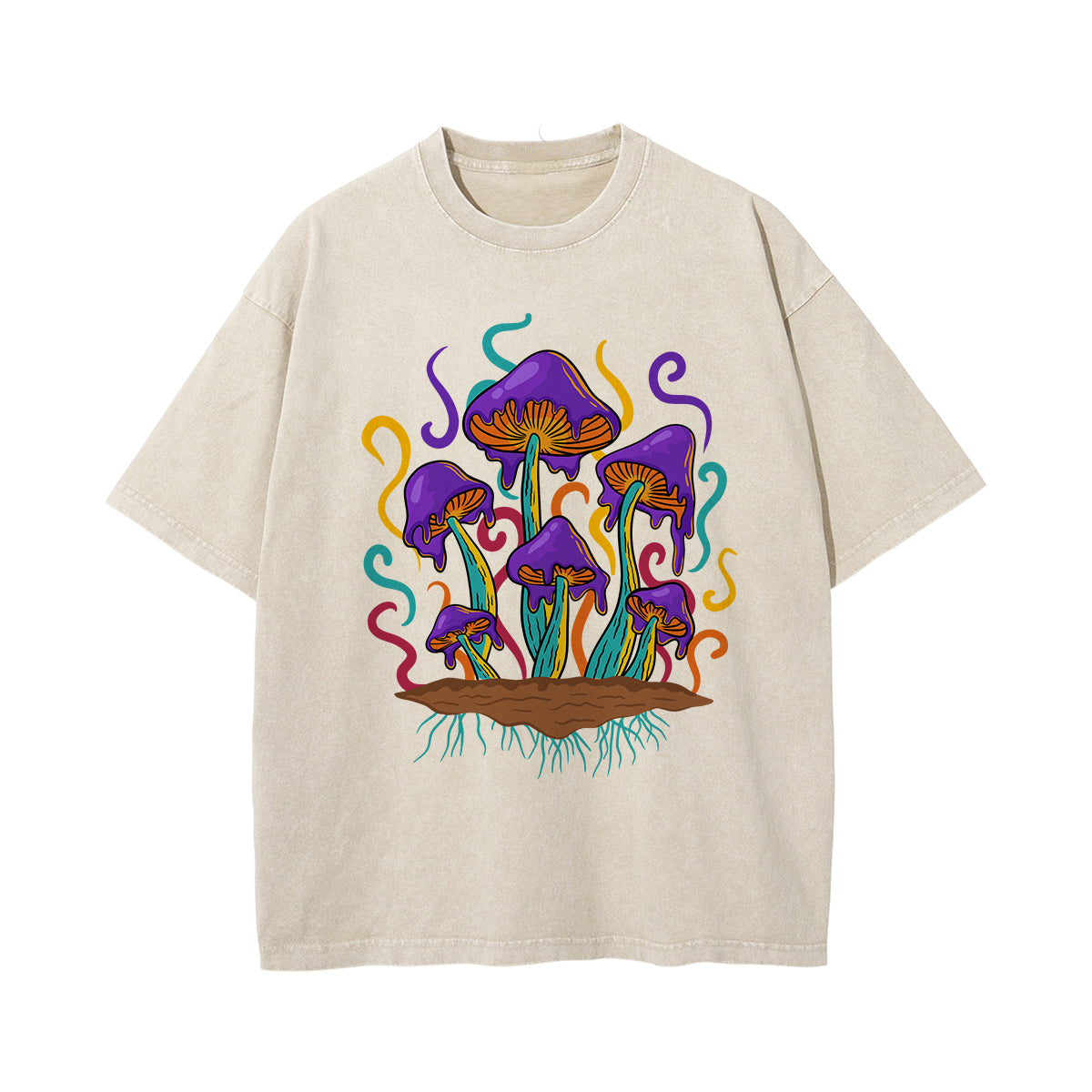 Melted Mushrooms Washed Graphic Tee-INNBLAC Fashion Apparel