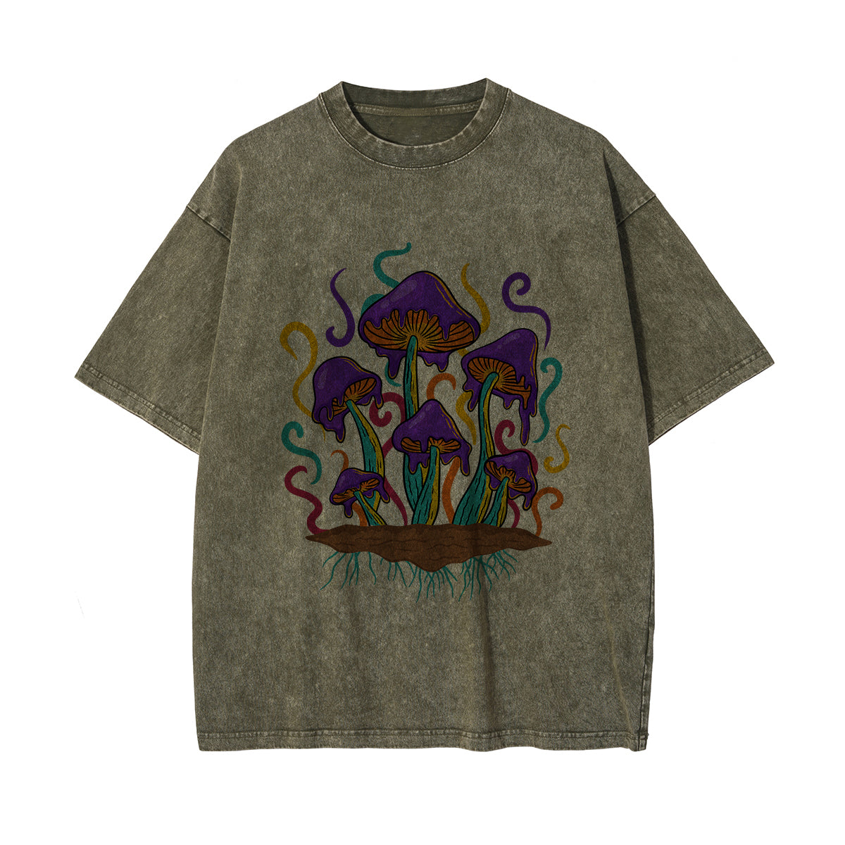 Melted Mushrooms Washed Graphic Tee-INNBLAC Fashion Apparel