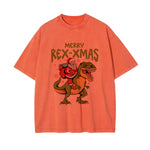 Merry Rex-Xmas Dinosaur & Santa Graphic Tee-INNBLAC Fashion Apparel