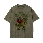 Merry Rex-Xmas Dinosaur & Santa Graphic Tee-INNBLAC Fashion Apparel
