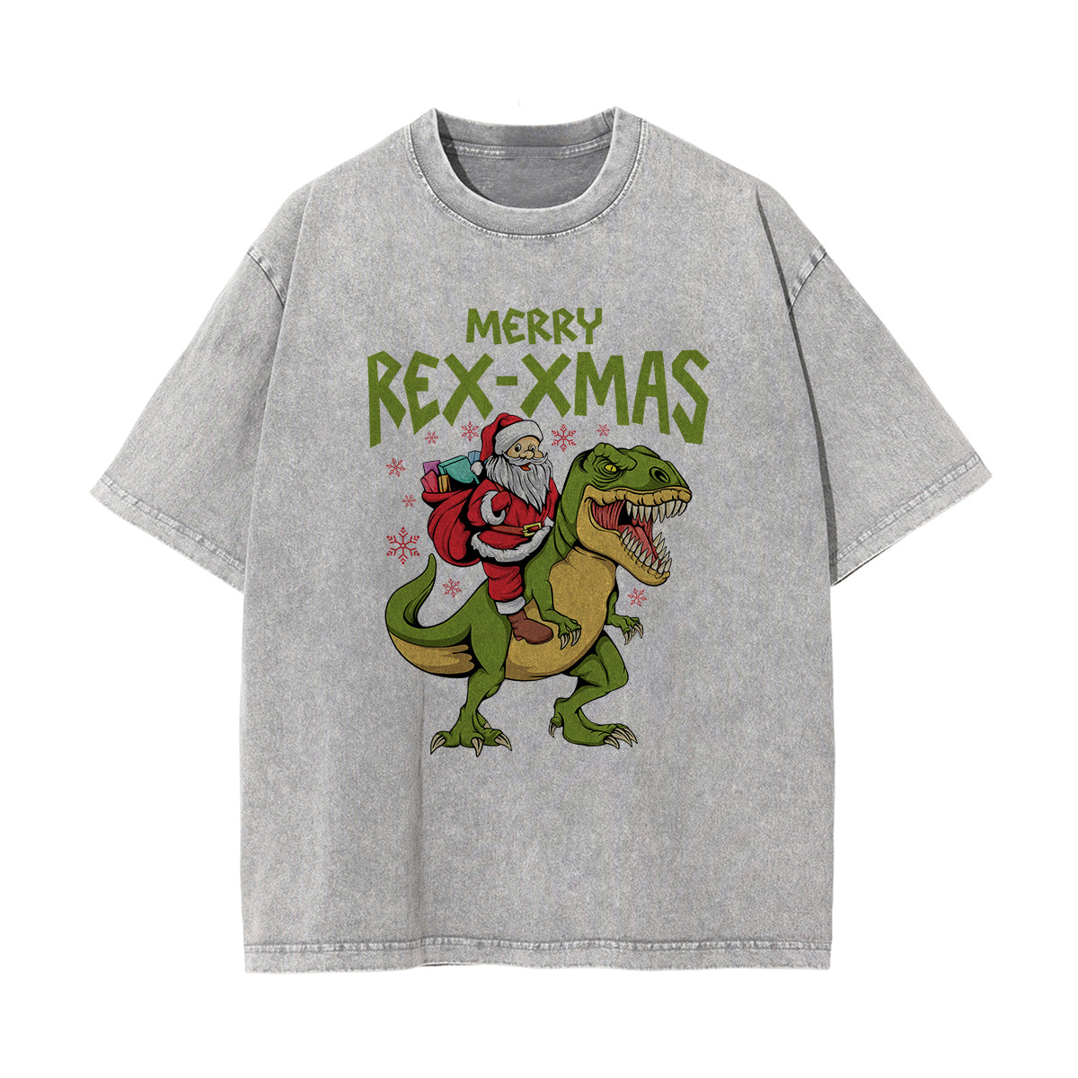 Merry Rex-Xmas Dinosaur & Santa Graphic Tee-INNBLAC Fashion Apparel