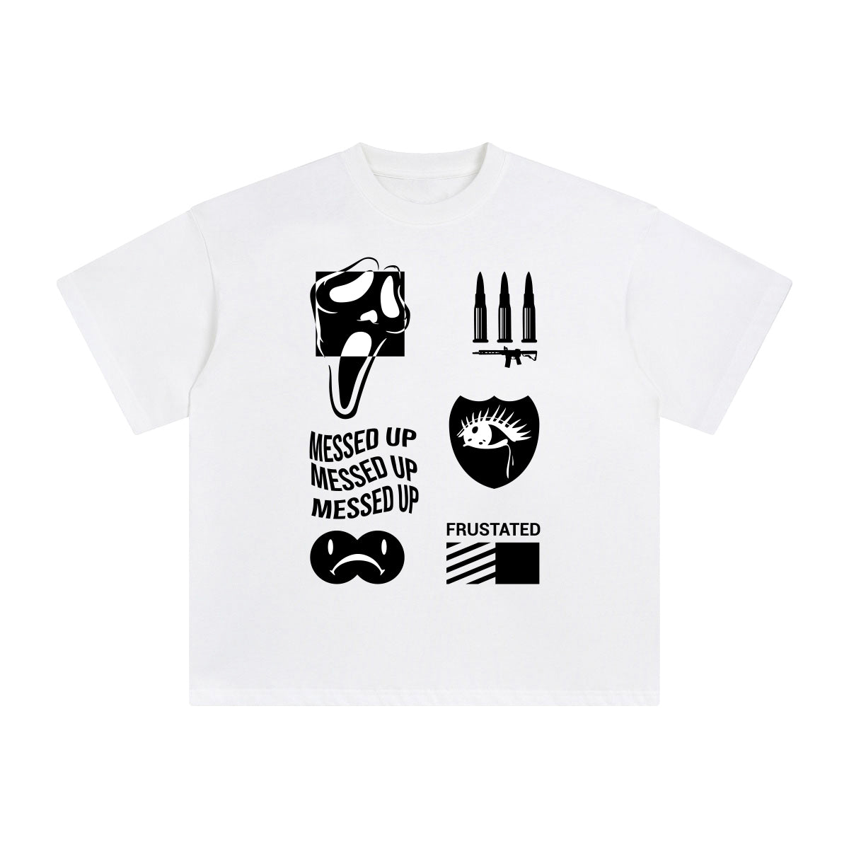Messed Up Frustated Abstract Graphic Tee-INNBLAC Fashion Apparel