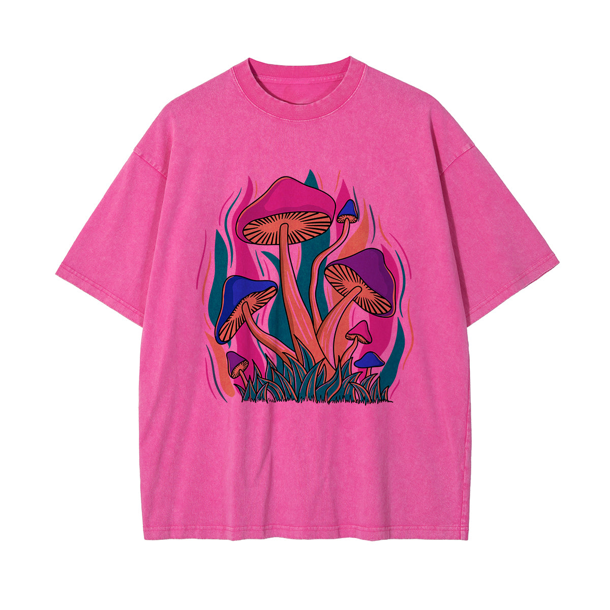 Mushroom Washed Graphic Tee-INNBLAC Fashion Apparel