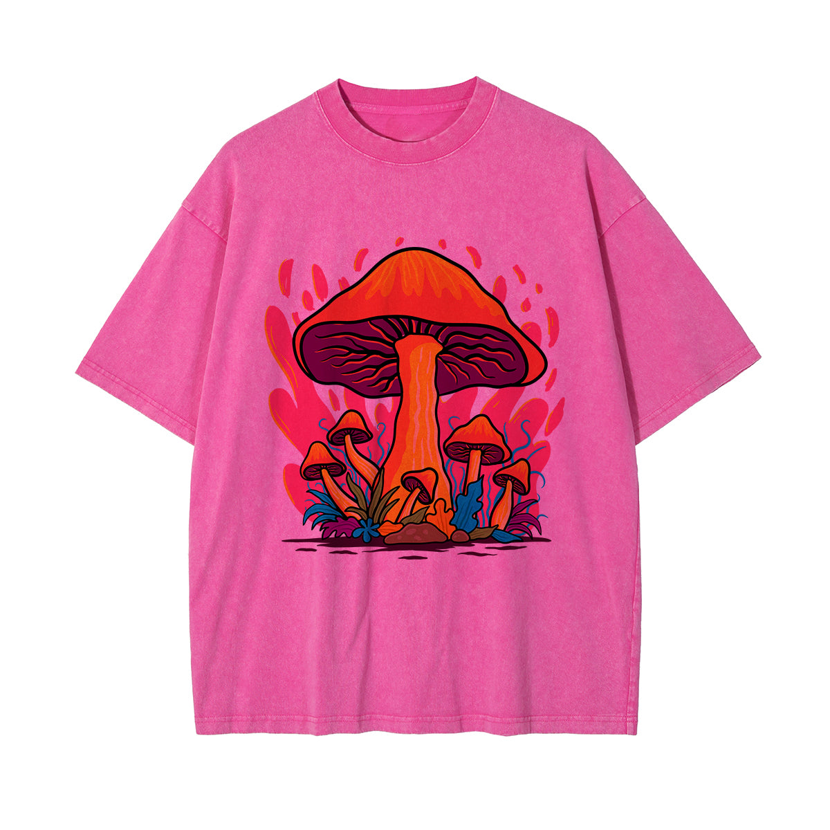 Mushroom Washed Graphic Tee-INNBLAC Fashion Apparel