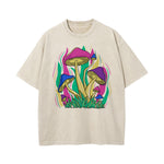 Mushroom Washed Graphic Tee-INNBLAC Fashion Apparel