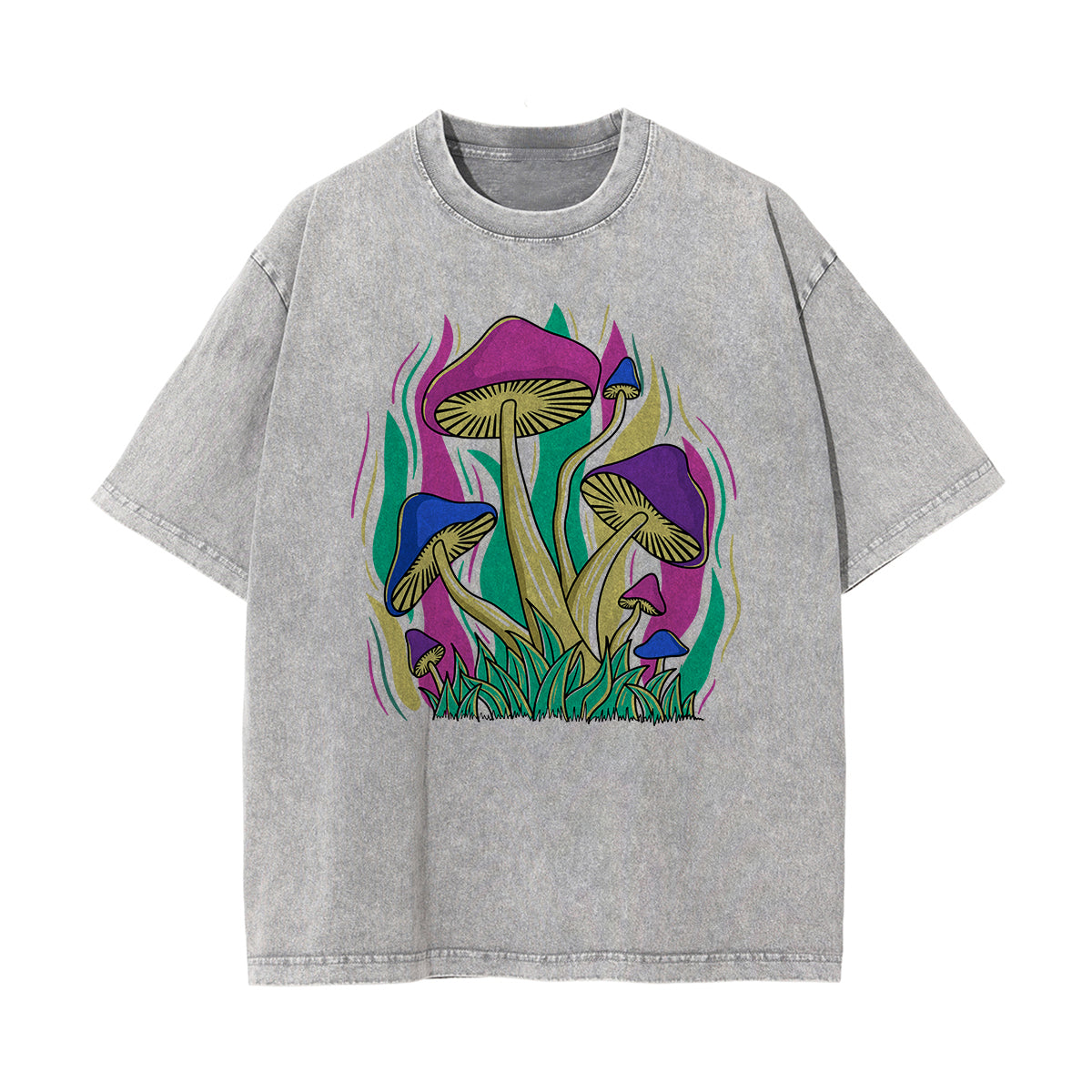 Mushroom Washed Graphic Tee-INNBLAC Fashion Apparel