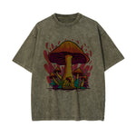 Mushroom Washed Graphic Tee-INNBLAC Fashion Apparel