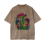 Mushroom Washed Graphic Tee-INNBLAC Fashion Apparel
