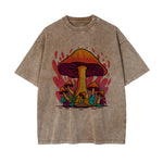 Mushroom Washed Graphic Tee-INNBLAC Fashion Apparel