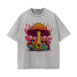 Mushroom Washed Graphic Tee-INNBLAC Fashion Apparel