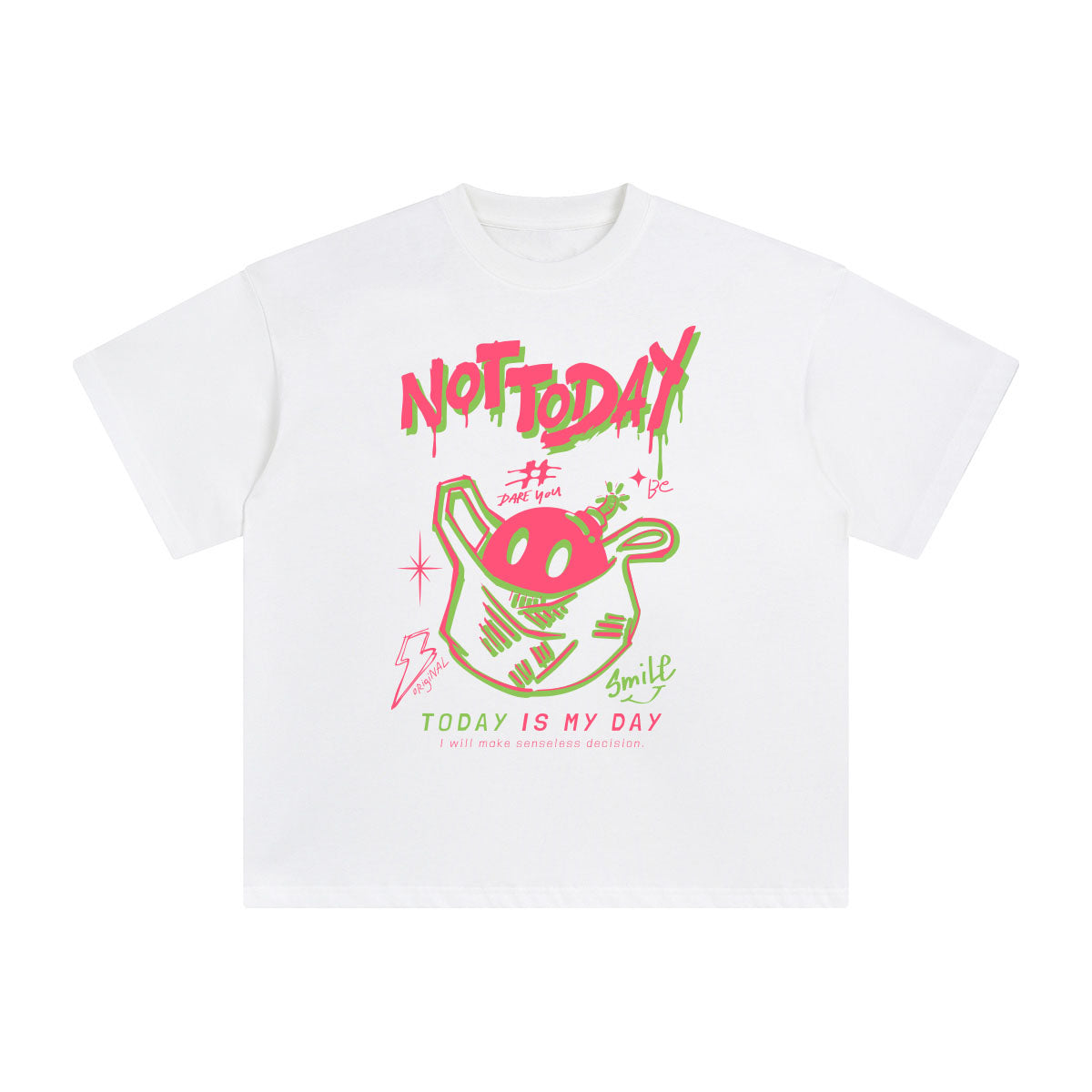NOT TODAY Glitch Graphic Tee-INNBLAC Fashion Apparel
