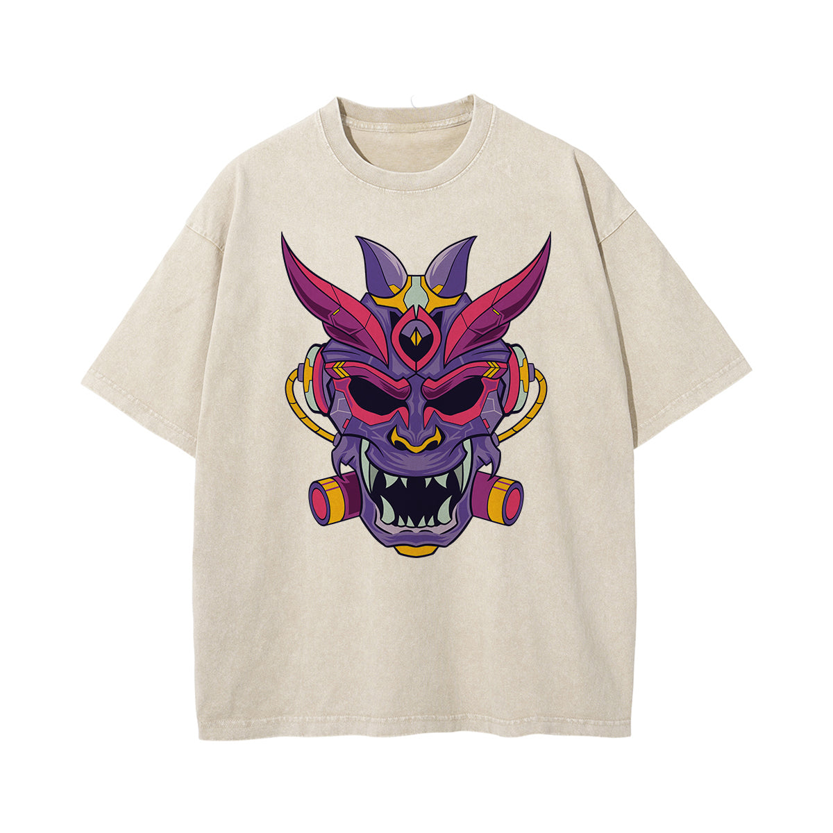 Oni Mask Mecha Graphic Tee-INNBLAC Fashion Apparel
