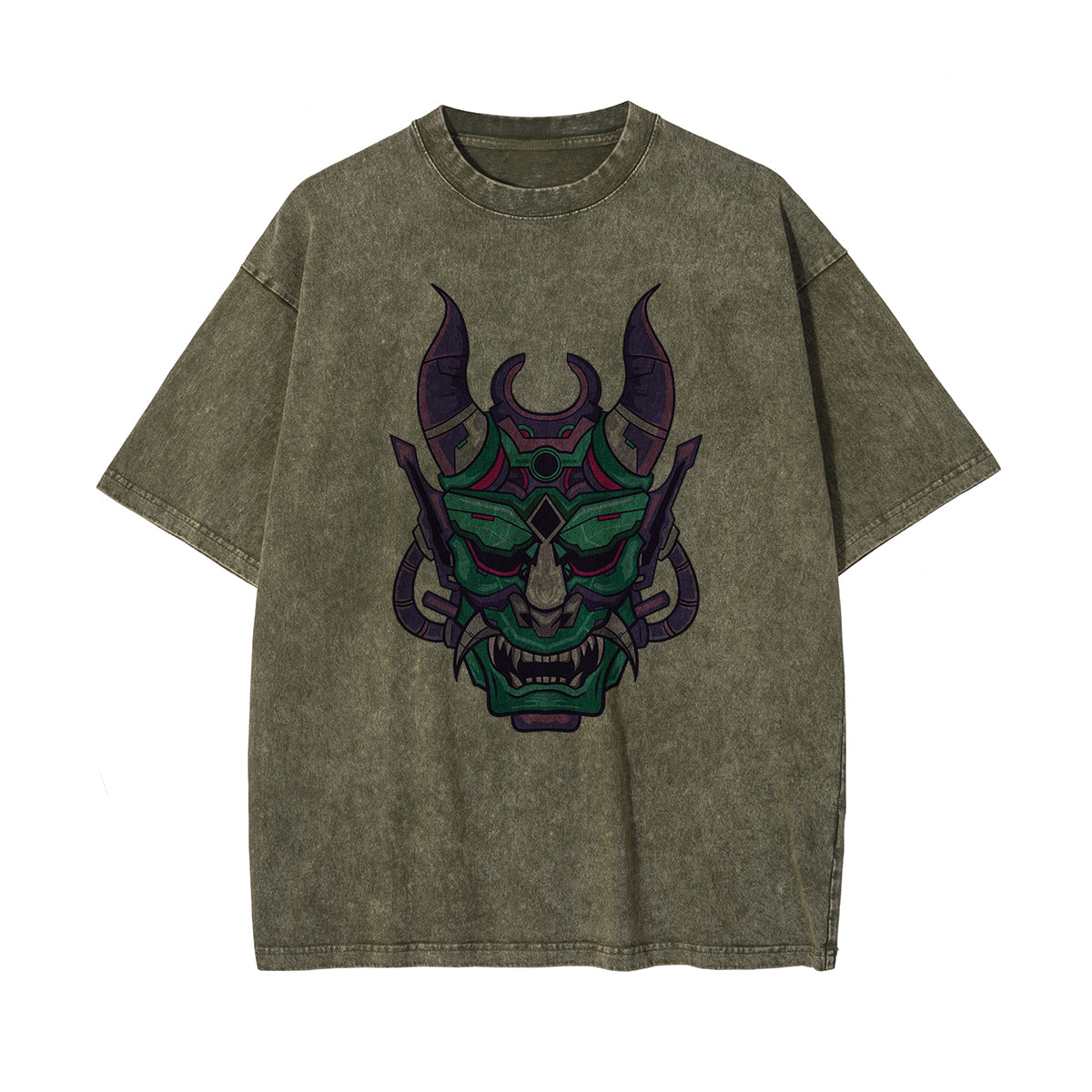 Oni Mask Mecha Graphic Tee-INNBLAC Fashion Apparel