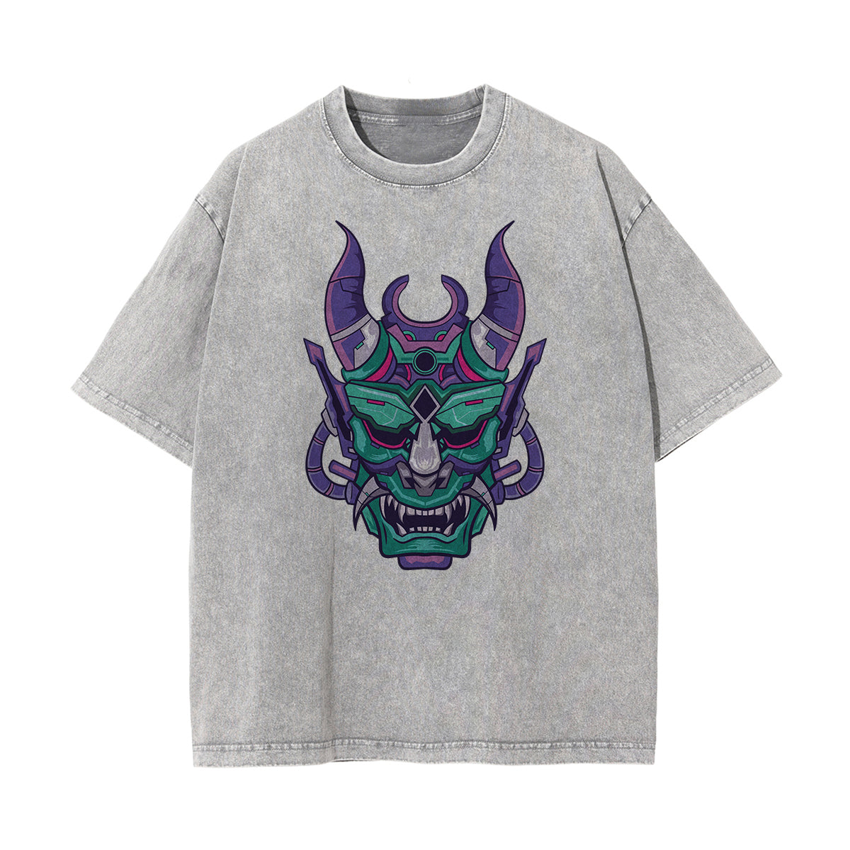 Oni Mask Mecha Graphic Tee-INNBLAC Fashion Apparel