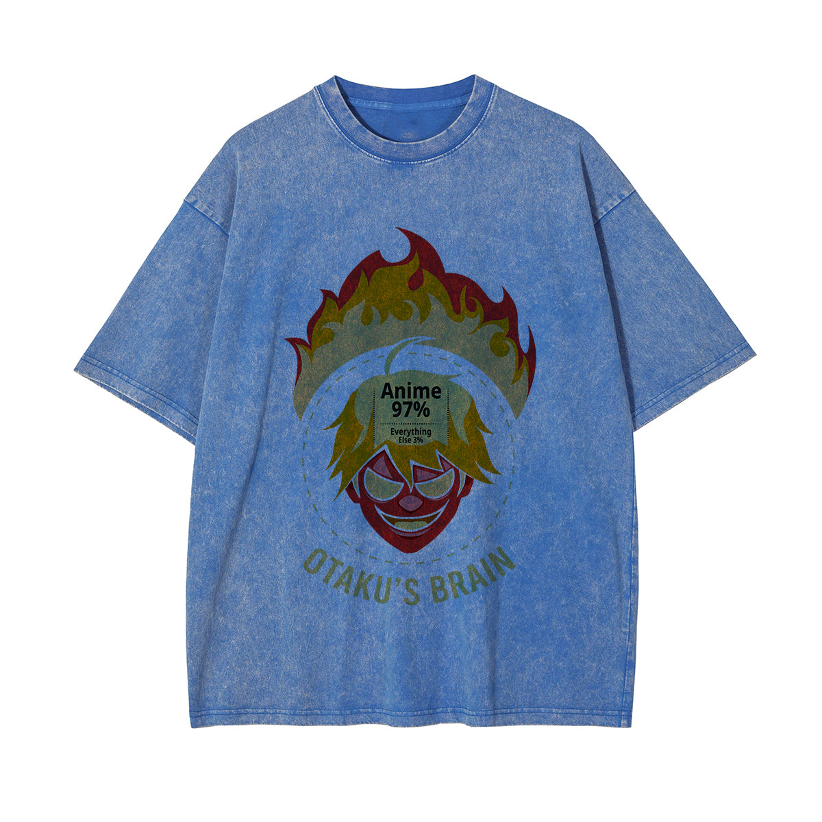 Otakus Brain Graphic Washed Tee-INNBLAC Fashion Apparel