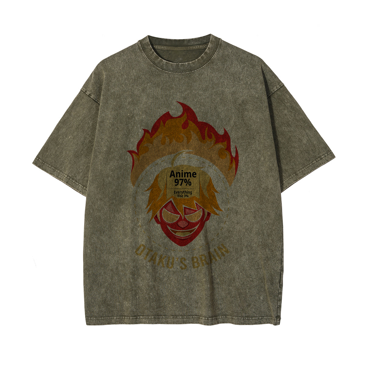 Otakus Brain Graphic Washed Tee-INNBLAC Fashion Apparel
