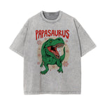 Papasaurus Graphic Heavyweight Washed Tee-INNBLAC Fashion Apparel