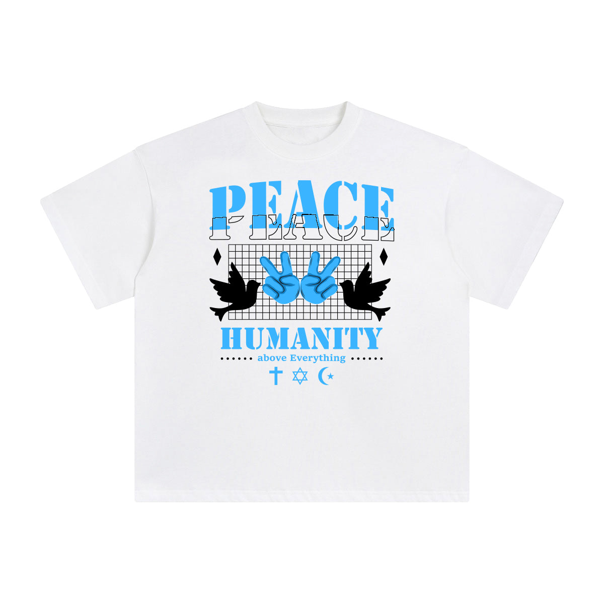 Peace Humanity Abstract Graphic Tee-INNBLAC Fashion Apparel
