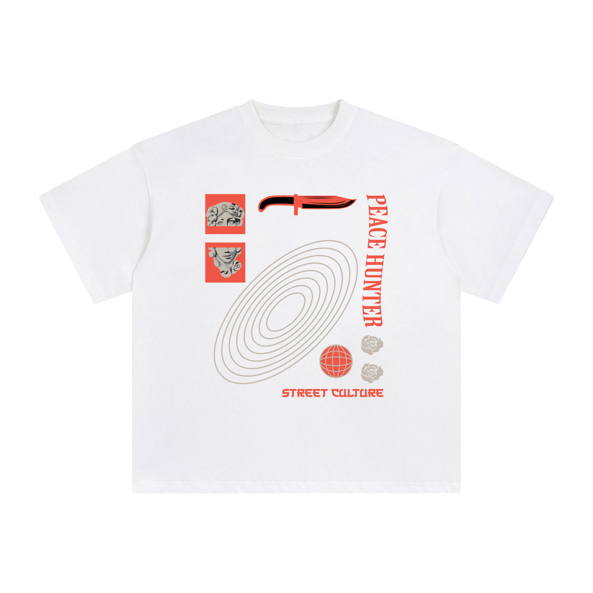 Peace Hunter Abstract Graphic Tee-INNBLAC Fashion Apparel