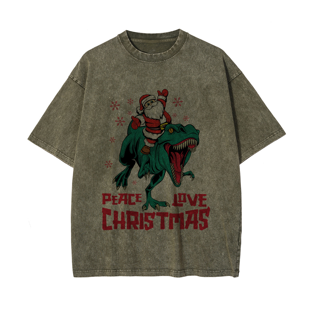 Peace Love Christmas Graphic Washed Tee-INNBLAC Fashion Apparel