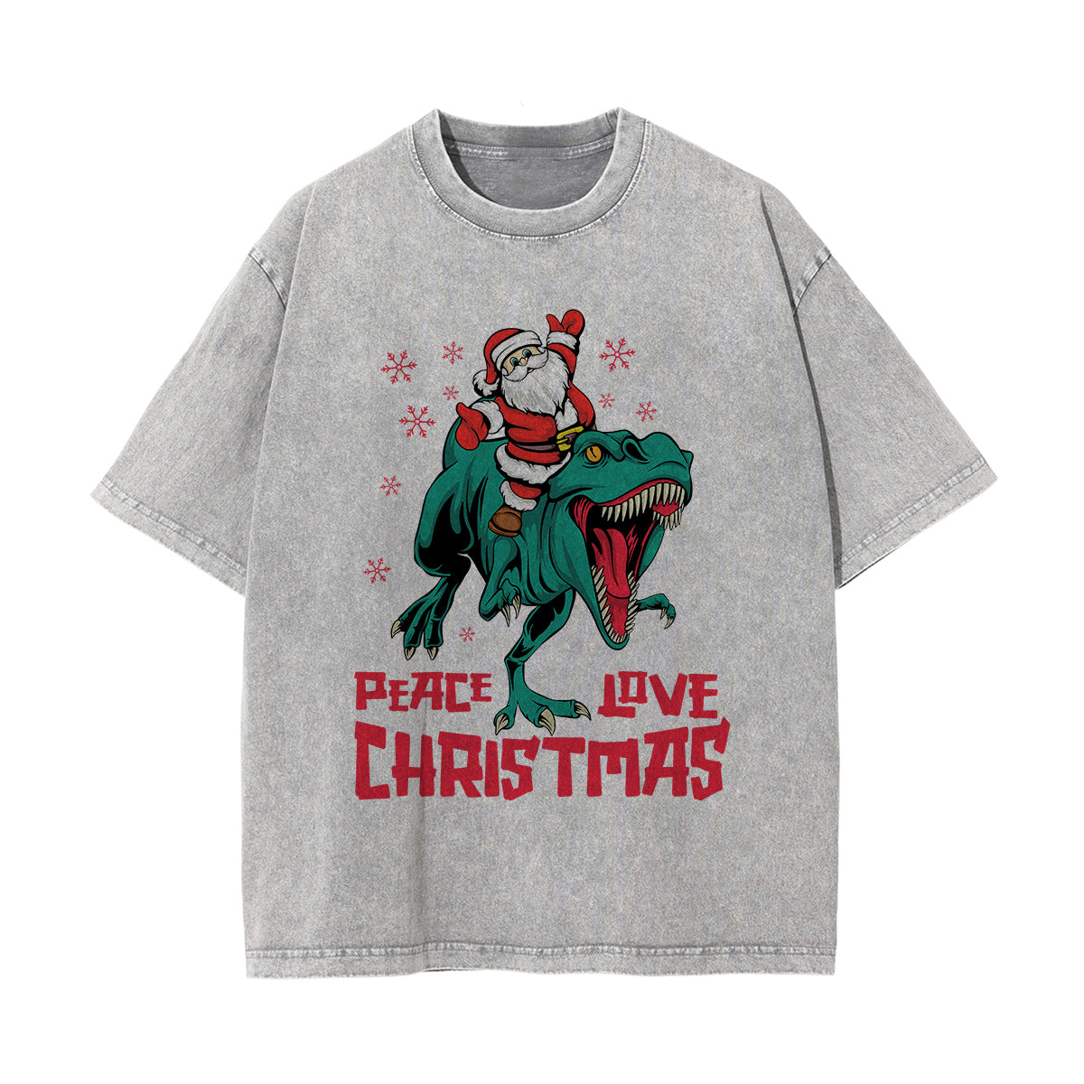 Peace Love Christmas Graphic Washed Tee-INNBLAC Fashion Apparel