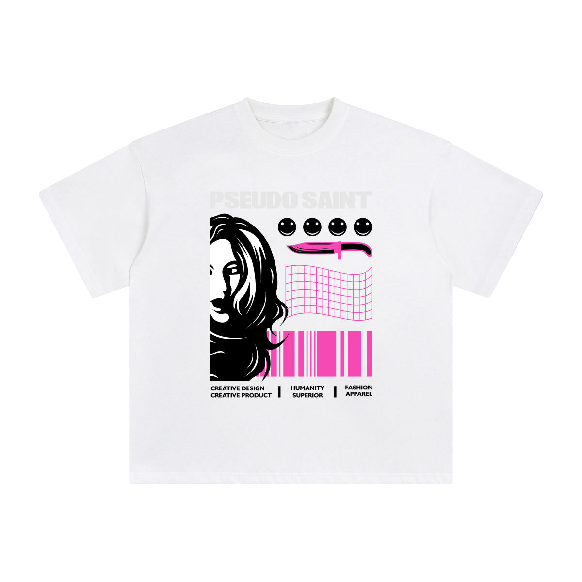 Pseudo Saint Abstract Art Graphic Tee-INNBLAC Fashion Apparel
