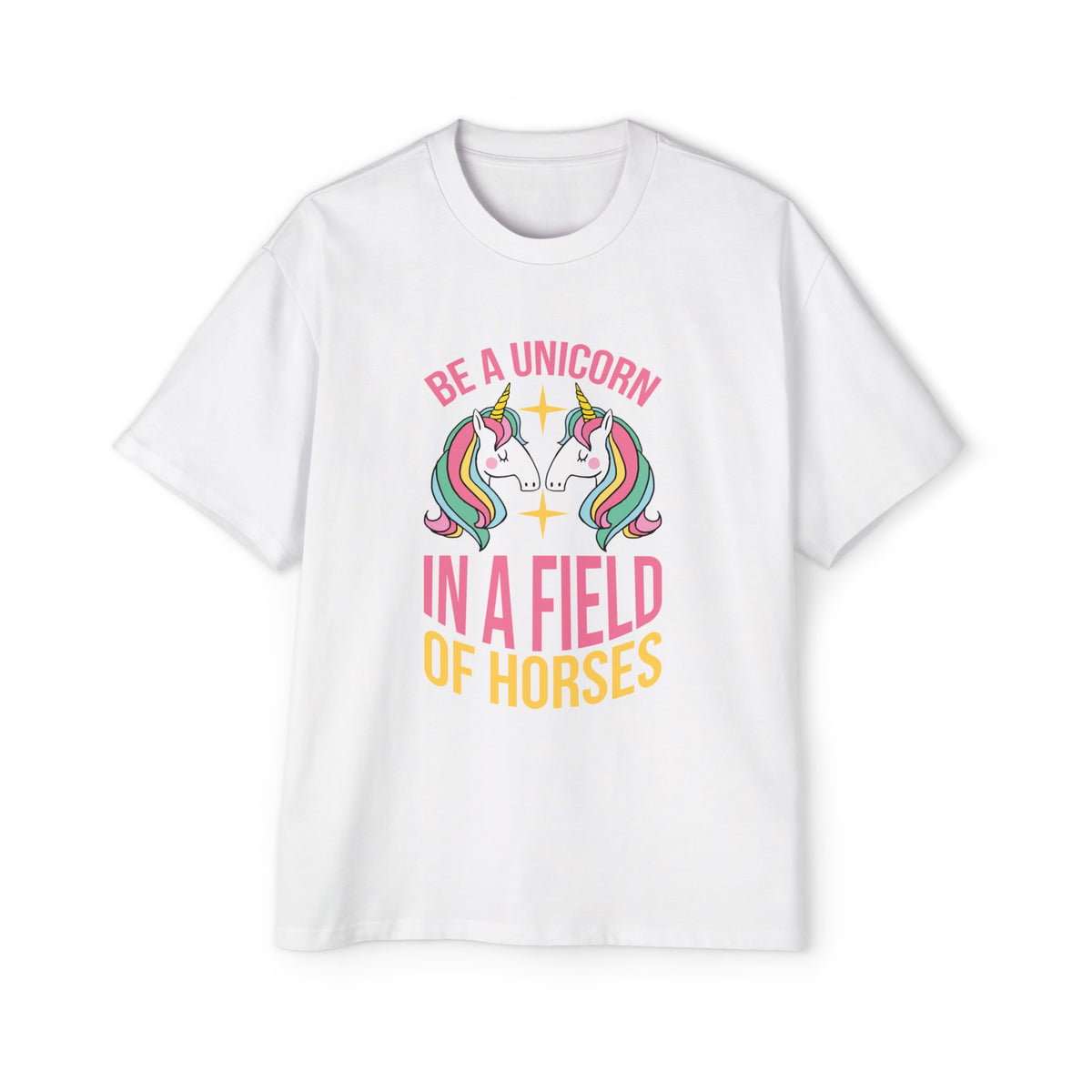 Rainbow Unicorns & Slogan Graphic Tee-INNBLAC Fashion Apparel