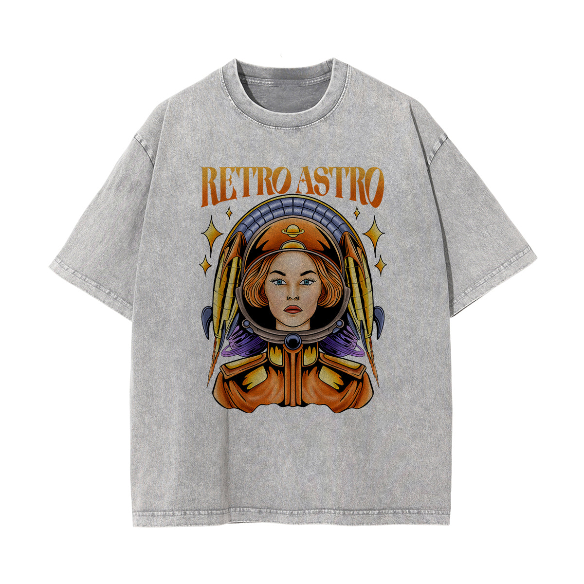 Retro Astro Washed Graphic Tee-INNBLAC Fashion Apparel