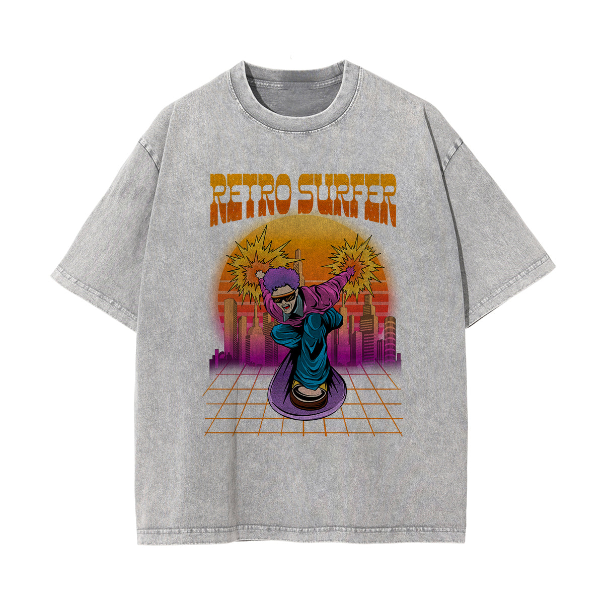 Retro Surfer Washed Graphic Tee-INNBLAC Fashion Apparel
