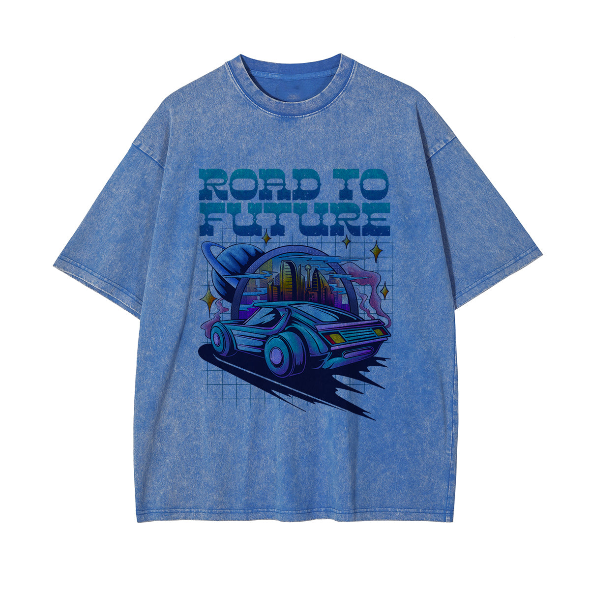 Road To Future Washed Graphic Tee-INNBLAC Fashion Apparel