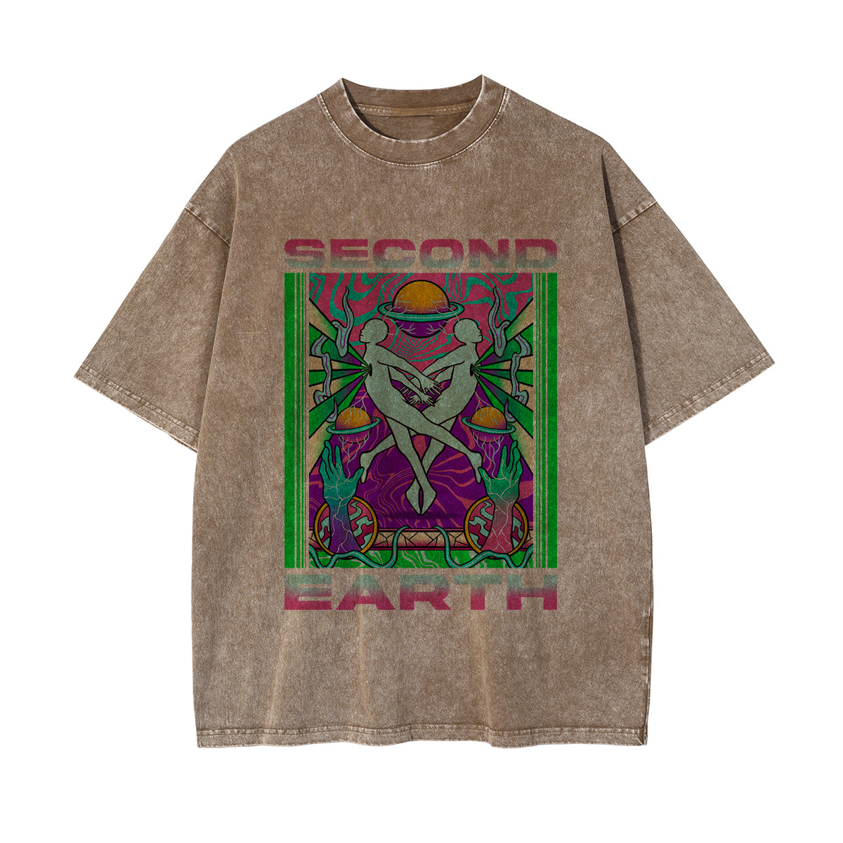 Second Earth Washed Graphic Tee-INNBLAC Fashion Apparel