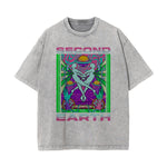Second Earth Washed Graphic Tee-INNBLAC Fashion Apparel