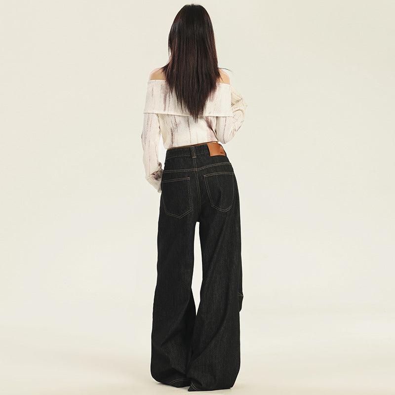 Selvedge Women's Black Baggy Jeans-INNBLAC Fashion Apparel