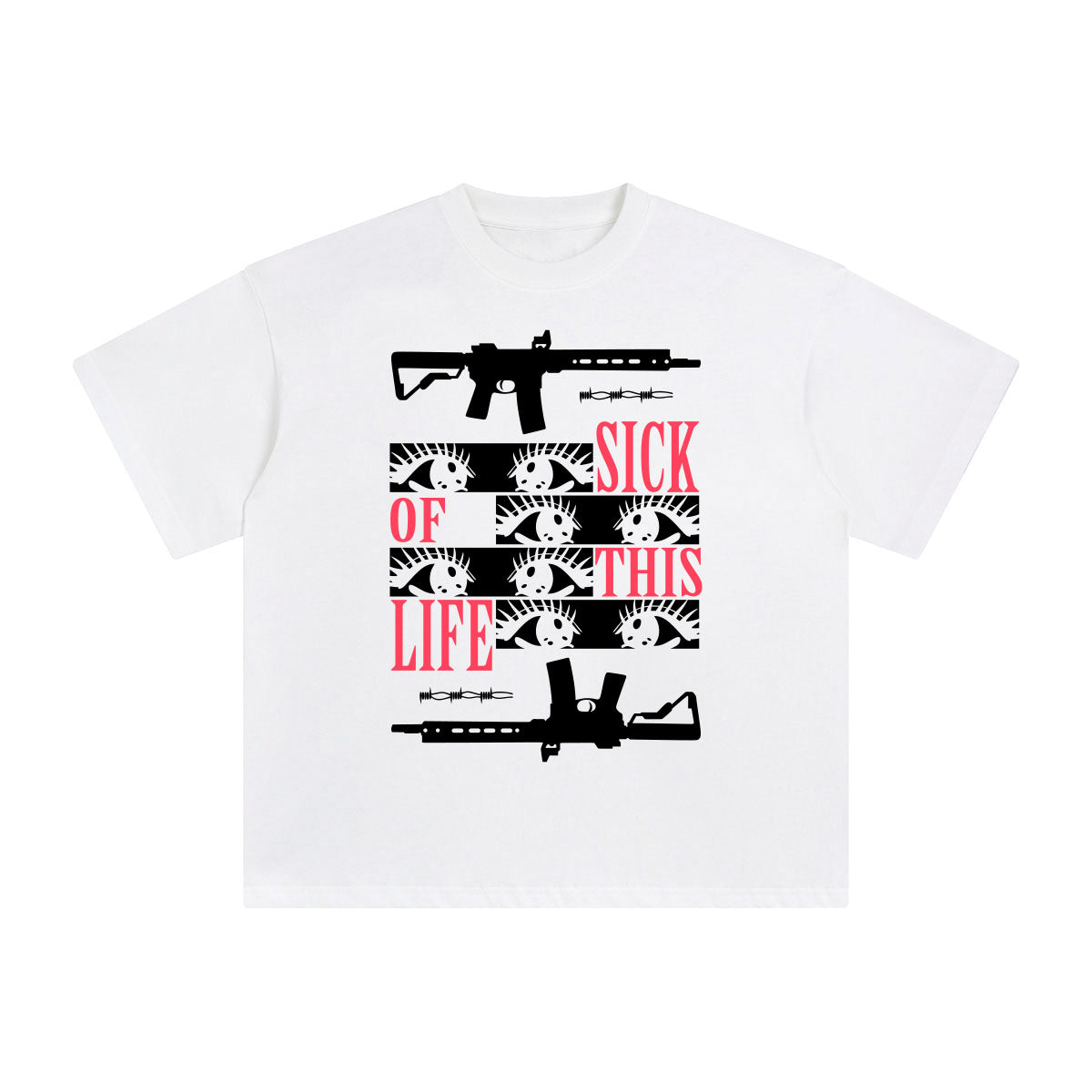 Sick of This Life Abstract Graphic Tee-INNBLAC Fashion Apparel