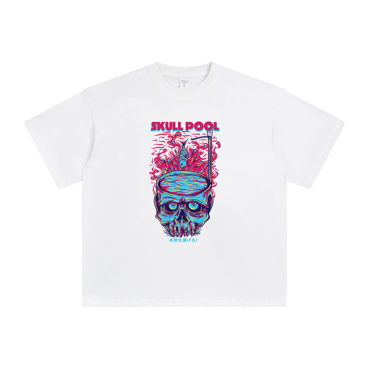 Skull Pool Japanese Kanji Graphic Tee-INNBLAC Fashion Apparel