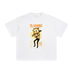 Slashing Party Cat Graphic Tee-INNBLAC Fashion Apparel