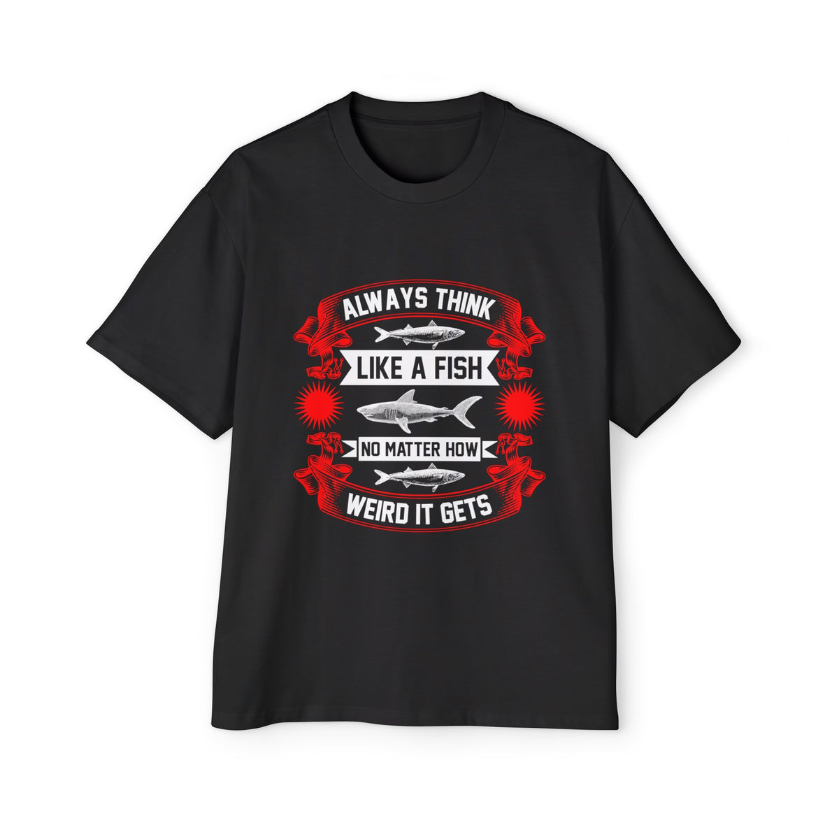 Slogan & Fish Graphic Tee-INNBLAC Fashion Apparel