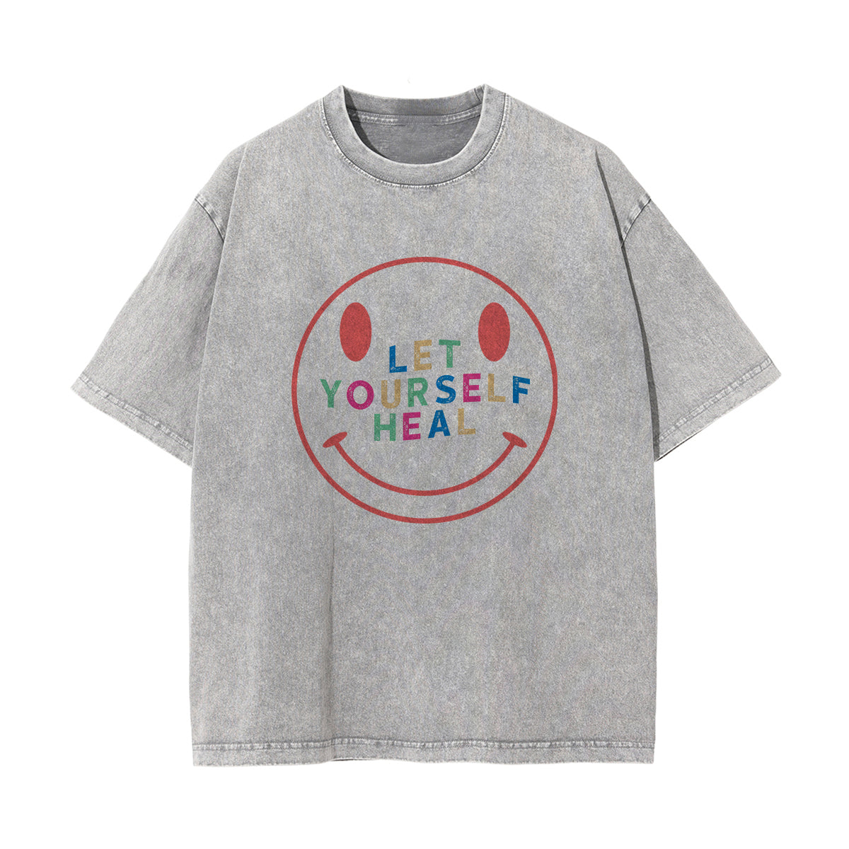 Smiling Emoji Graphic Washed Tee-INNBLAC Fashion Apparel