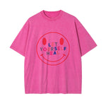 Smiling Emoji Graphic Washed Tee-INNBLAC Fashion Apparel