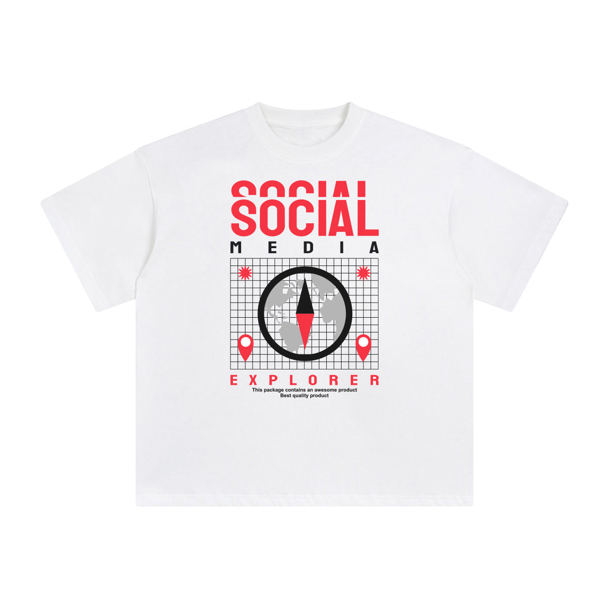 Social Media Explorer Abstract Graphic Tee-INNBLAC Fashion Apparel
