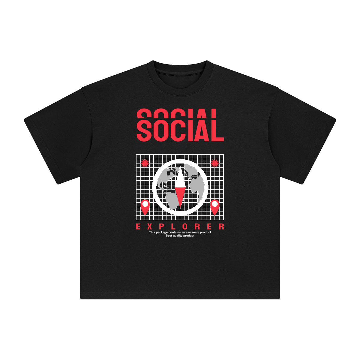 Social Media Explorer Abstract Graphic Tee-INNBLAC Fashion Apparel