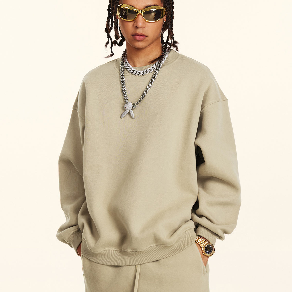 Solid French Terry Oversized Sweatshirt-INNBLAC Fashion Apparel