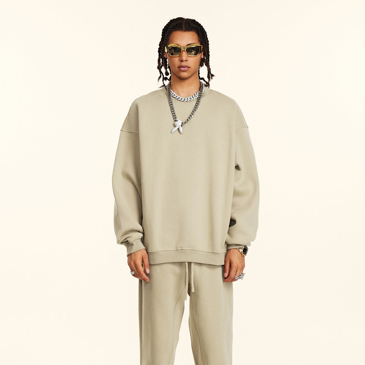 Solid French Terry Oversized Sweatshirt-INNBLAC Fashion Apparel