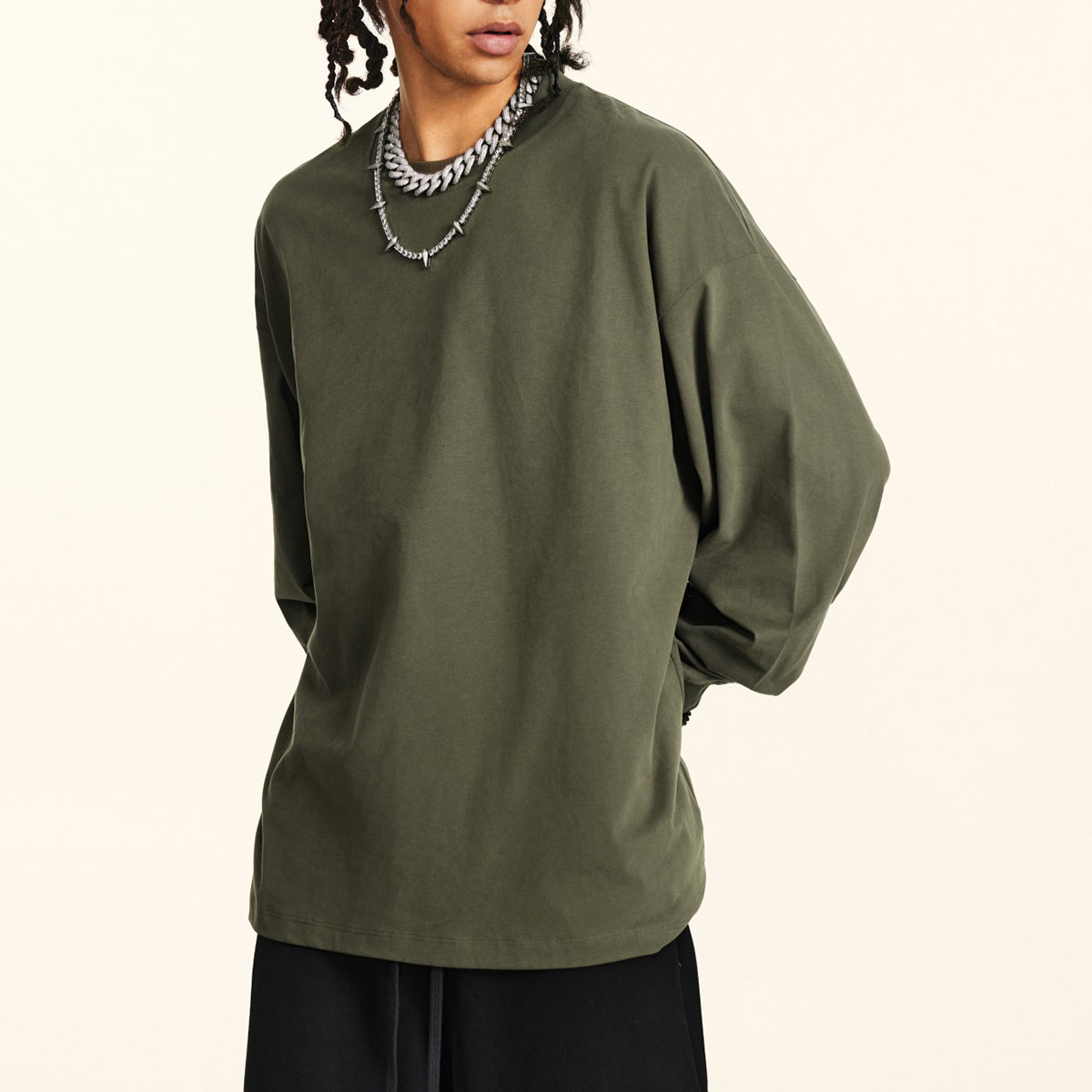 Solid Color Crewneck Sweatshirt-INNBLAC Fashion Apparel