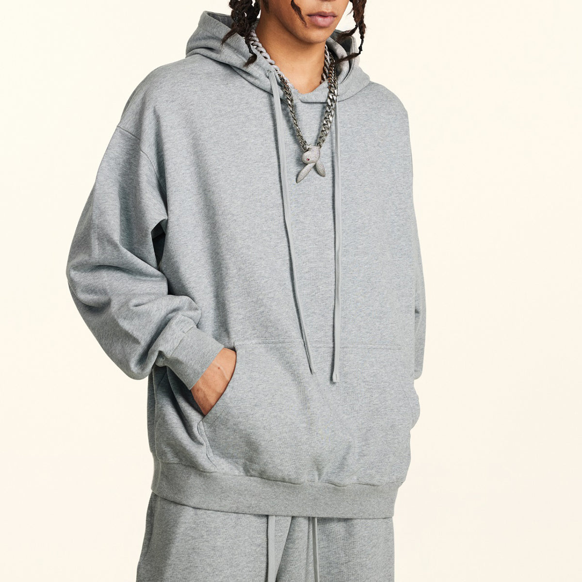 Solid French Terry Pullover Hoodie-INNBLAC Fashion Apparel