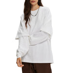 Women's Solid Color Mock Two Piece Sweatshirt-INNBLAC Fashion Apparel