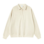 Solid Color Polo Sweatshirt-INNBLAC Fashion Apparel