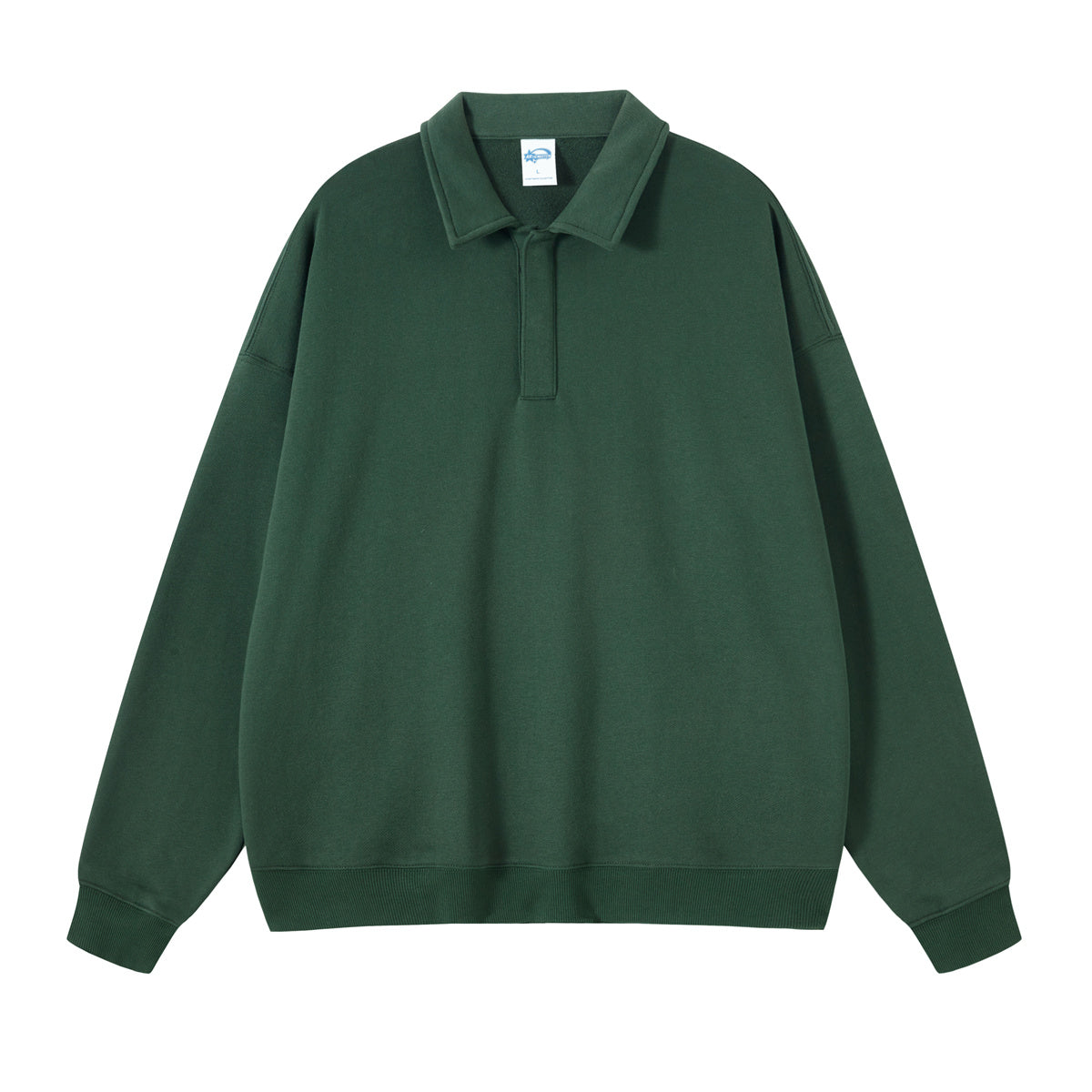 Solid Color Polo Sweatshirt-INNBLAC Fashion Apparel