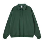 Solid Color Polo Sweatshirt-INNBLAC Fashion Apparel