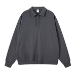 Solid Color Polo Sweatshirt-INNBLAC Fashion Apparel